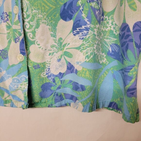 Napa Valley Sz 1X  Linen / Rayon Floral  Button Down Shirt - Picture 7 of 8
